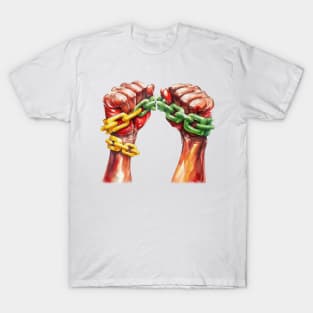 Watercolor Juneteenth Hand Fight T-Shirt